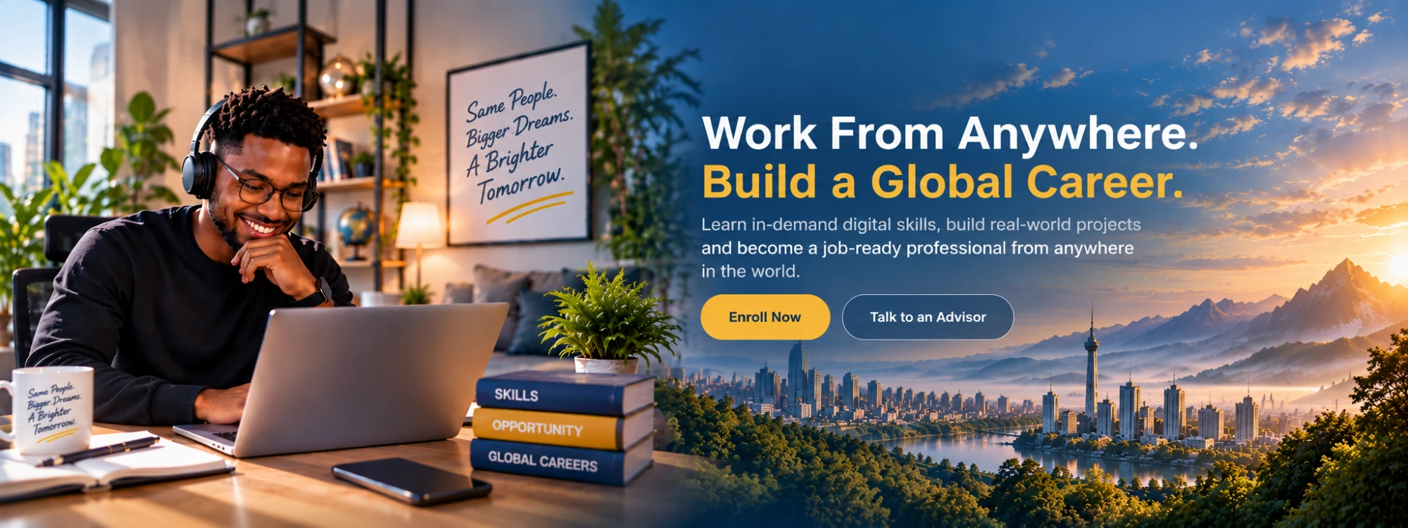 Work From Anywhere. Build a Global Career. Learn in-demand digital skills, build real-world projects and become a job-ready professional from anywhere in the world.